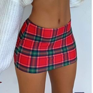 Kiki the Brand red/green plaid mini skirt